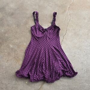Vintage Cinema Etoile Purple Mesh Polka Dot Babydoll Lingerie S Y2K